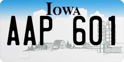 IA license plate AAP601