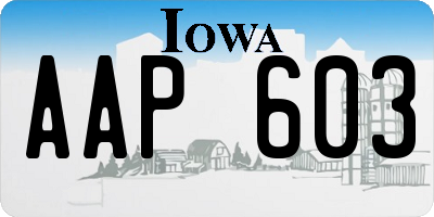 IA license plate AAP603