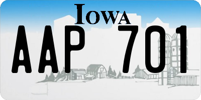 IA license plate AAP701