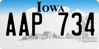 IA license plate AAP734
