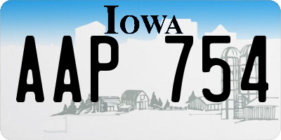 IA license plate AAP754