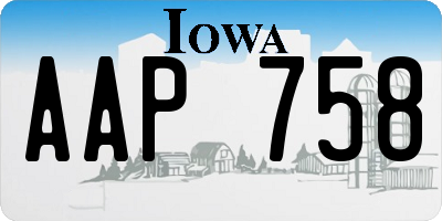 IA license plate AAP758