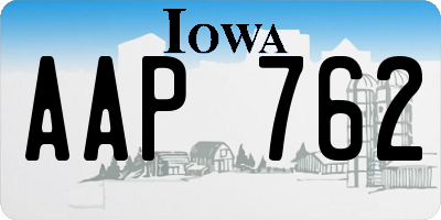 IA license plate AAP762