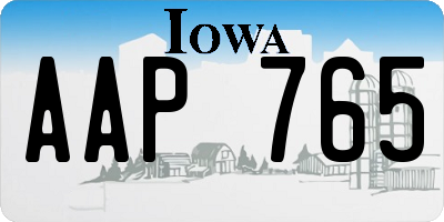 IA license plate AAP765