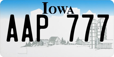 IA license plate AAP777