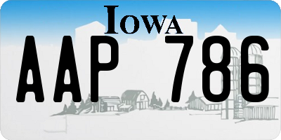 IA license plate AAP786