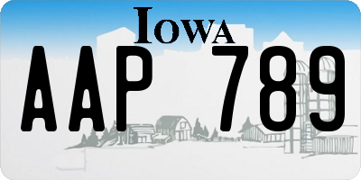IA license plate AAP789