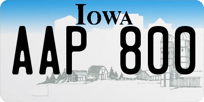 IA license plate AAP800