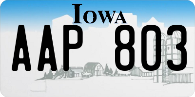 IA license plate AAP803