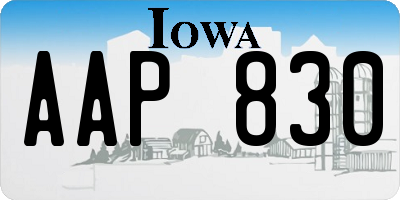 IA license plate AAP830