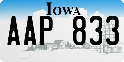 IA license plate AAP833