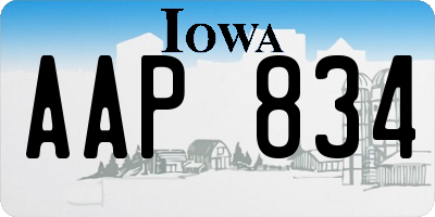 IA license plate AAP834