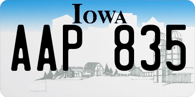 IA license plate AAP835