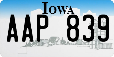 IA license plate AAP839
