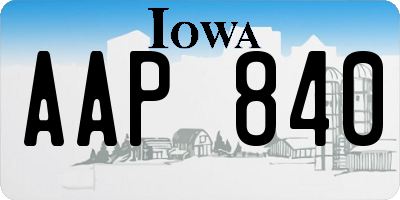 IA license plate AAP840