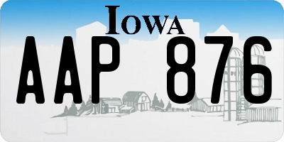 IA license plate AAP876