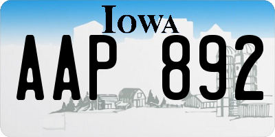IA license plate AAP892