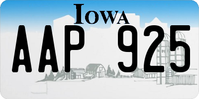 IA license plate AAP925