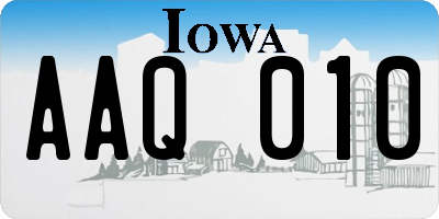 IA license plate AAQ010