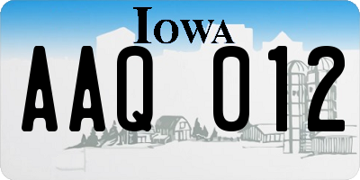 IA license plate AAQ012