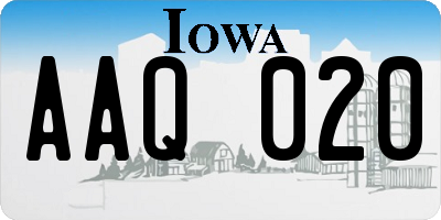 IA license plate AAQ020