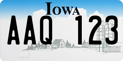 IA license plate AAQ123