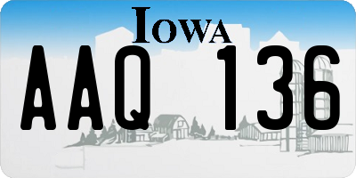 IA license plate AAQ136