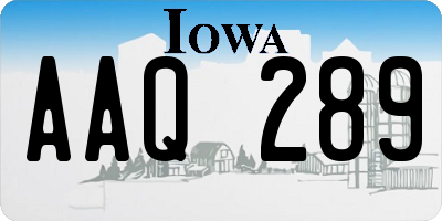 IA license plate AAQ289