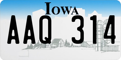 IA license plate AAQ314