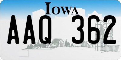 IA license plate AAQ362