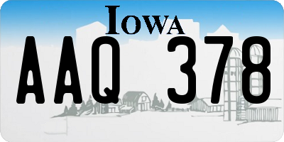 IA license plate AAQ378