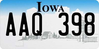IA license plate AAQ398