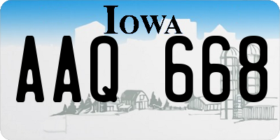 IA license plate AAQ668