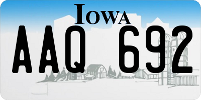 IA license plate AAQ692