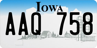 IA license plate AAQ758