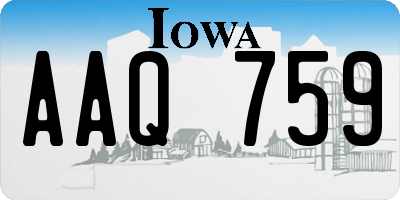 IA license plate AAQ759