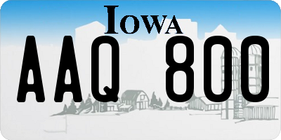IA license plate AAQ800