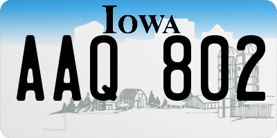 IA license plate AAQ802