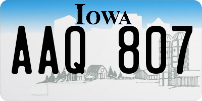 IA license plate AAQ807