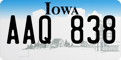 IA license plate AAQ838