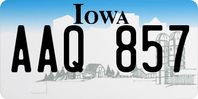 IA license plate AAQ857