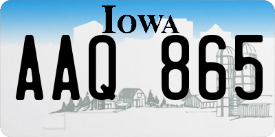 IA license plate AAQ865