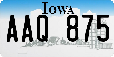 IA license plate AAQ875