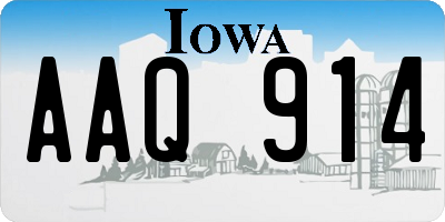 IA license plate AAQ914