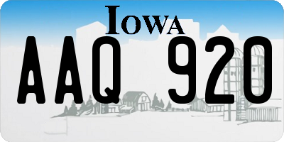 IA license plate AAQ920