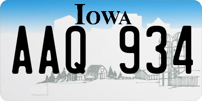 IA license plate AAQ934