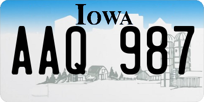 IA license plate AAQ987