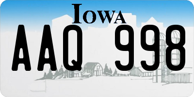 IA license plate AAQ998