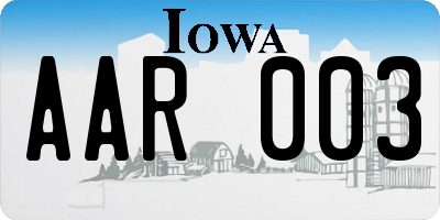 IA license plate AAR003