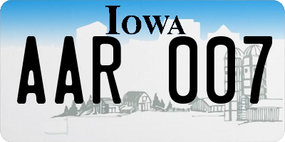 IA license plate AAR007